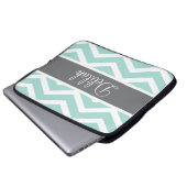 Aquamarin Gray Zickzack Custom Laptopschutzhülle (Vorne Knopf)