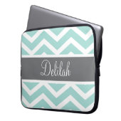 Aquamarin Gray Zickzack Custom Laptopschutzhülle (Vorderseite Links)