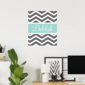 Aquamarin Gray Zickzack Custom Poster (Heimbüro)