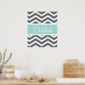 Aquamarin Gray Zickzack Custom Poster (Küche)
