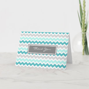 Aquamarin Gray Zickzack Hochzeit Dankeschön Karte