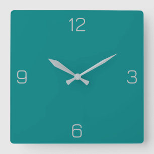 Aquamarin Green 008080 Color - Option zum Hinzufüg Quadratische Wanduhr