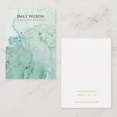 AQUAMARIN GREEN AGATE MARBLE STUD NECKLACE DISPLAY VISITENKARTE (Vorne/Hinten)