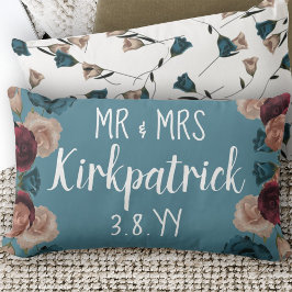 Aquamarin Green, Beige, Burgund Hochzeiten Rose ne Lendenkissen