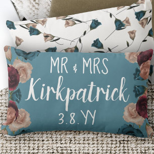 Aquamarin Green, Beige, Burgund Hochzeiten Rose ne Lendenkissen