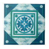 Aquamarin Green Blue Geometric Kitchen oder Bad Ti Fliese (Vorderseite)