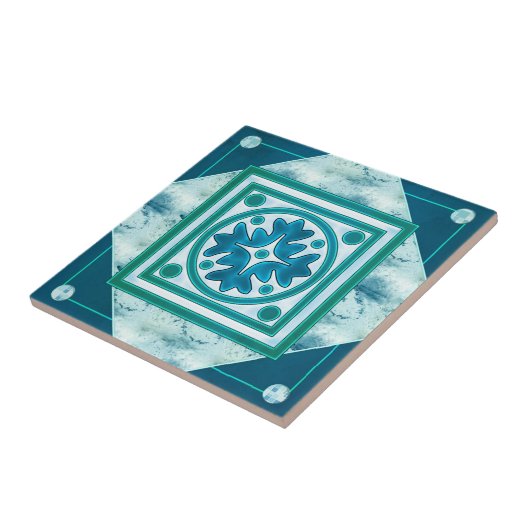Aquamarin Green Blue Geometric Kitchen oder Bad Ti Fliese (Seite)