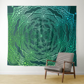 Aquamarin Green Blue Mandala Boho Chic Elegante Wandteppich (Beispiel (Horizontal))