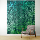 Aquamarin Green Blue Mandala Boho Chic Elegante Wandteppich (Beispiel)