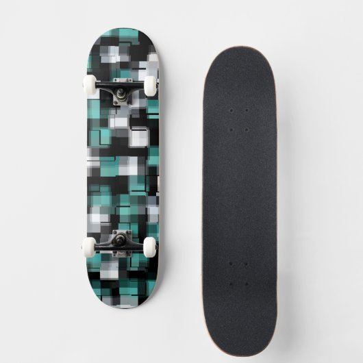 Aquamarin Green Blue Schwarz-weiß Trendsetter Kari Skateboard (Vorderseite)