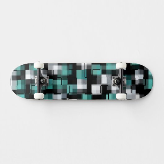 Aquamarin Green Blue Schwarz-weiß Trendsetter Kari Skateboard (Horizontal)
