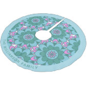 Aquamarin Green Boho Mandala Blume Art Personalisi Polyester Weihnachtsbaumdecke (Schrägansicht)