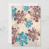 Aquamarin Green, Brown & Ivory Blume Retro Wedding Einladung (Rückseite)