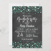 Aquamarin Green Confetti Chalkboard Junggeselinnen Einladung (Vorderseite)