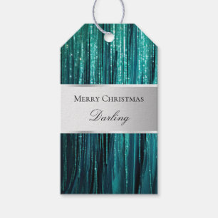 Aquamarin Green Glam Glitzy Tinsel Streifen Geschenkanhänger