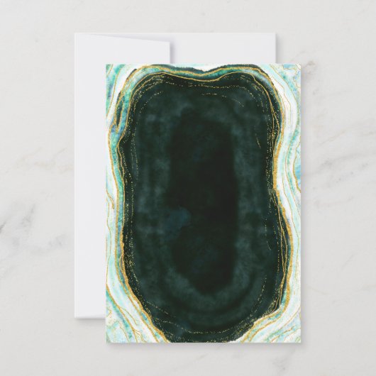 Aquamarin Green & Gold Agate Marble Geode Modern Save The Date (Rückseite)