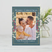 Aquamarin Green Gold Weihnachten Holly Berries 2 F (Stehend Vorderseite)