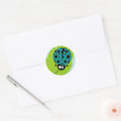 Aquamarin Green Ladybug Runder Aufkleber (Umschlag)