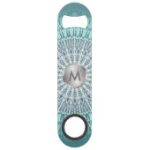 Aquamarin Green Mandala Monogram Speed Flaschenöffner (Vorderseite)