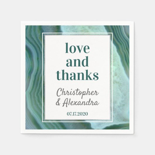 Aquamarin Green - Silver Geode Agate Wedding Serviette (Vorderseite)