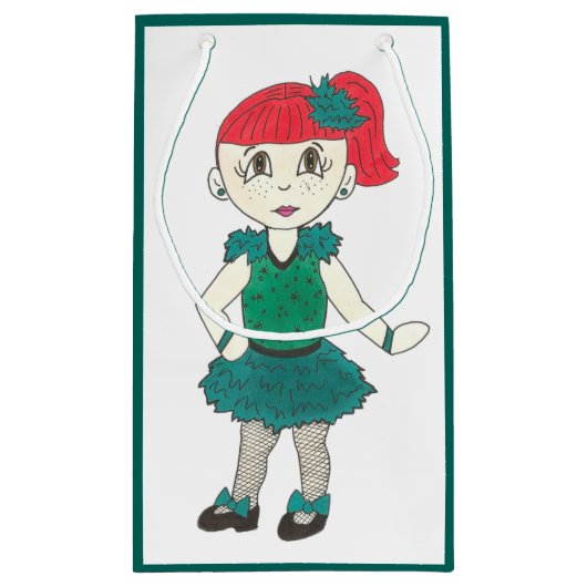 Aquamarin Green Stich Dance Girl Erwägungsgrund Ko Kleine Geschenktüte (Rückseite)