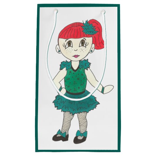 Aquamarin Green Stich Dance Girl Erwägungsgrund Ko Kleine Geschenktüte (Vorderseite)