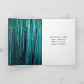 Aquamarin Green Tinsel Silver Weihnachtsbaum Karte (Innenseite)