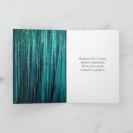 Aquamarin Green Tinsel Silver Weihnachtsbaum Karte (Innenseite)