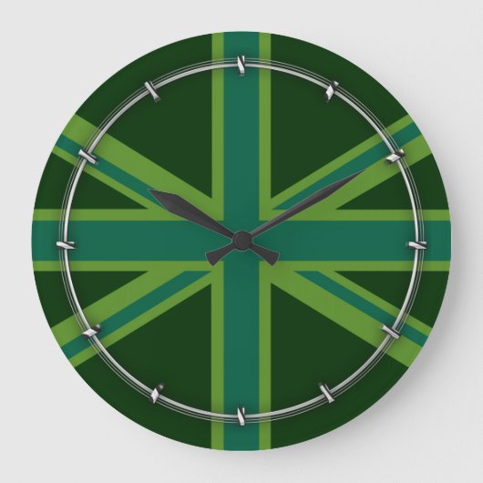 Aquamarin Green UK Union Jack Decor Große Wanduhr (Vorderseite)