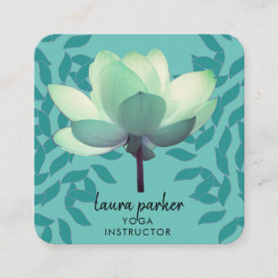 Aquamarin Green Yoga Instructor Lotus Blume Wasser Quadratische Visitenkarte