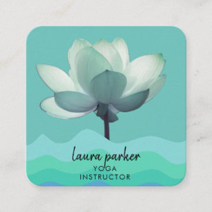 Aquamarin Green Yoga Instructor Lotus Blume Wasser Quadratische Visitenkarte