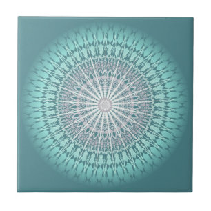 Aquamarin Green Zickzack Mandala Fliese