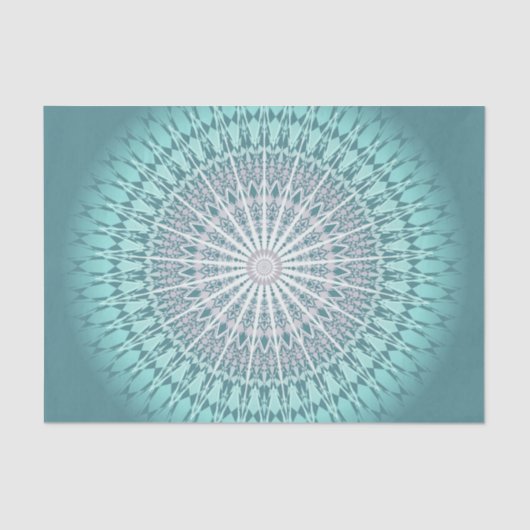 Aquamarin Green Zickzack Mandala Seidenpapier (Vorderseite)