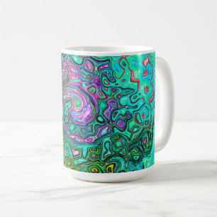 Aquamarin Groovy Abstrakter Retro Flüssigkeitswirb Kaffeetasse