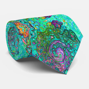 Aquamarin Groovy Abstrakter Retro Flüssigkeitswirb Krawatte