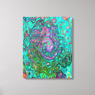 Aquamarin Groovy Abstrakter Retro Flüssigkeitswirb Leinwanddruck