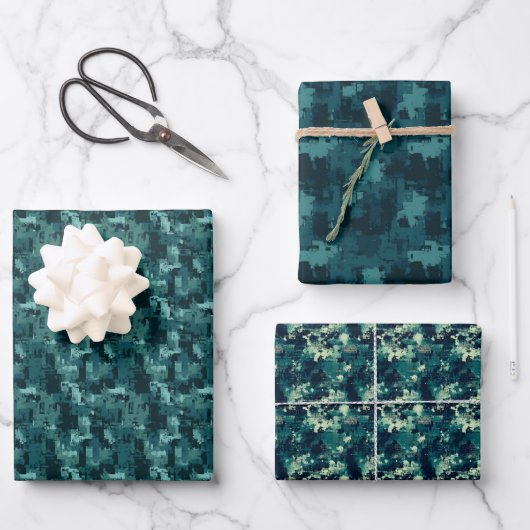 Aquamarin-grün-Abstraktes Farbstil Geschenkpapier Set (Vorderseite)
