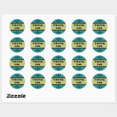 Aquamarin/grün Extravagant Art Deco Danke Stickers (Blatt)