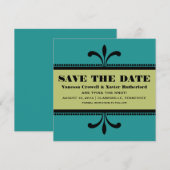 Aquamarin/grün Extravagant Art Deco Save the Date  (Vorne/Hinten)