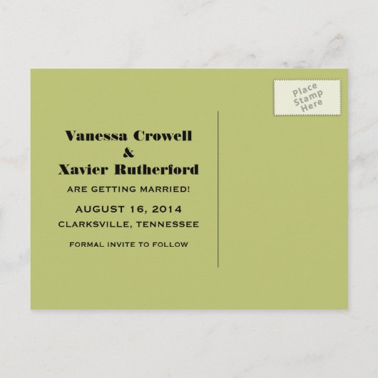 Aquamarin/Grün Extravagant Art Deco Save the Date  Ankündigungspostkarte (Rückseite)