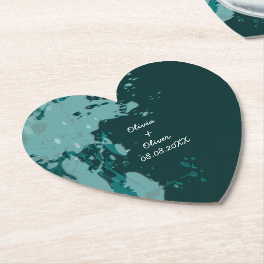 Aquamarin-grün-farbiger Spritzer Herz-Shaped Unter Untersetzer (angewinkelt)