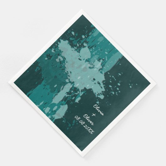 Aquamarin-grün-farbiger Spritzer Serviette (Ecke)