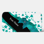 Aquamarin grün hübsche Spotte gemustert personalis Case-Mate iPhone Hülle (Rückseite (Horizontal))