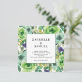 Aquamarin grün Lila Moderne Aquarellblume Einladung (Stehend Vorderseite)