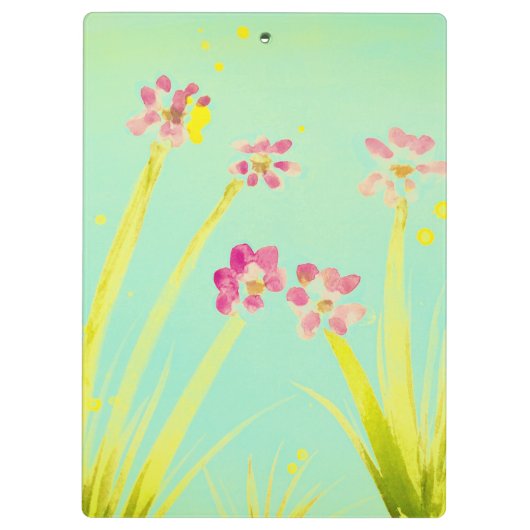 Aquamarin grün mit Blumen Klemmbrett (Rückseite)