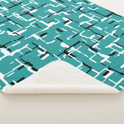 Aquamarin grün Schwarz-weiß Sherpadecke (3/4)