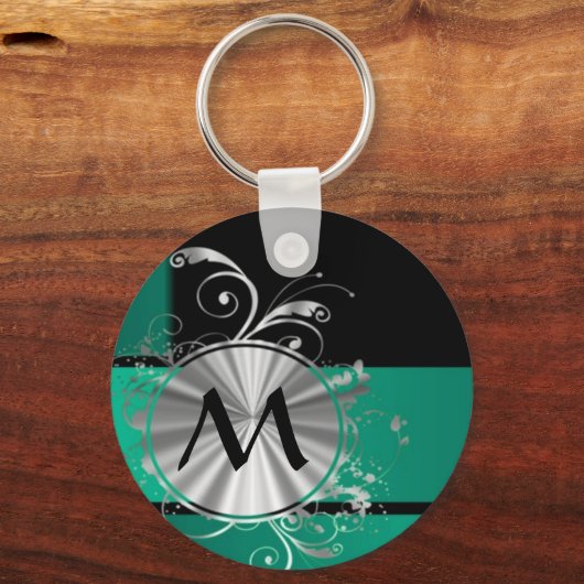 Aquamarin grün und schwarz schlüsselanhänger (Vorderseite)