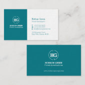 Aquamarin-grün-weiß-zwei Buchstaben-Logo-Visitenka Visitenkarte (Vorne/Hinten)