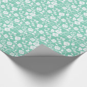 Aquamarin-grün-weiße Rose Geschenkpapier (Ecke)