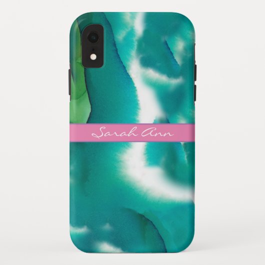Aquamarin-grüne Aquarellbilder Case-Mate iPhone Hülle (Rückseite)